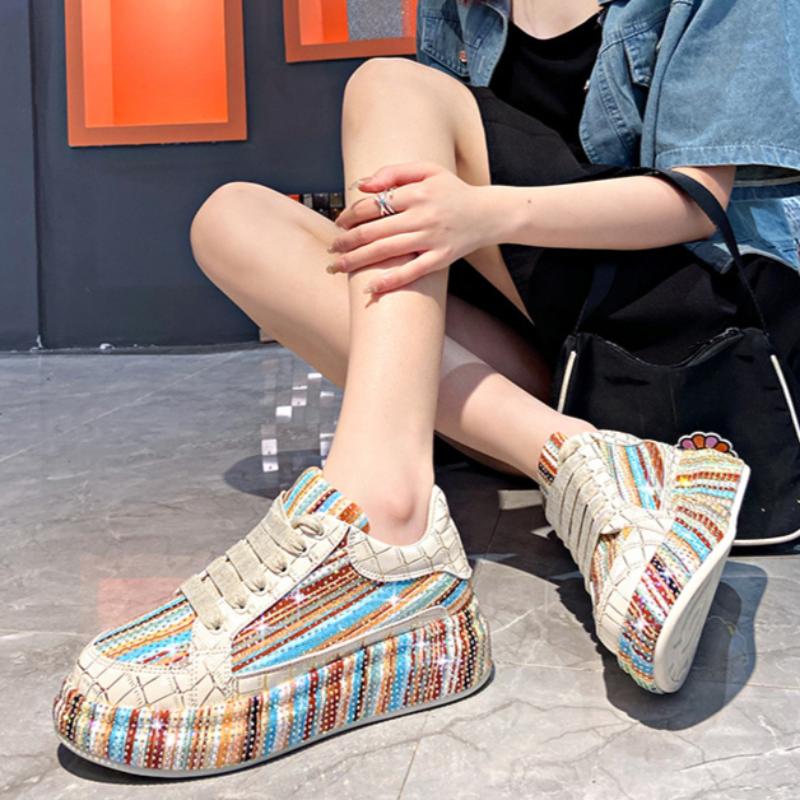 Красочные туфли для спорта со стразами «Звездное небо» для женщин, на толстой подошве, сетчатые, удобные, дышащие