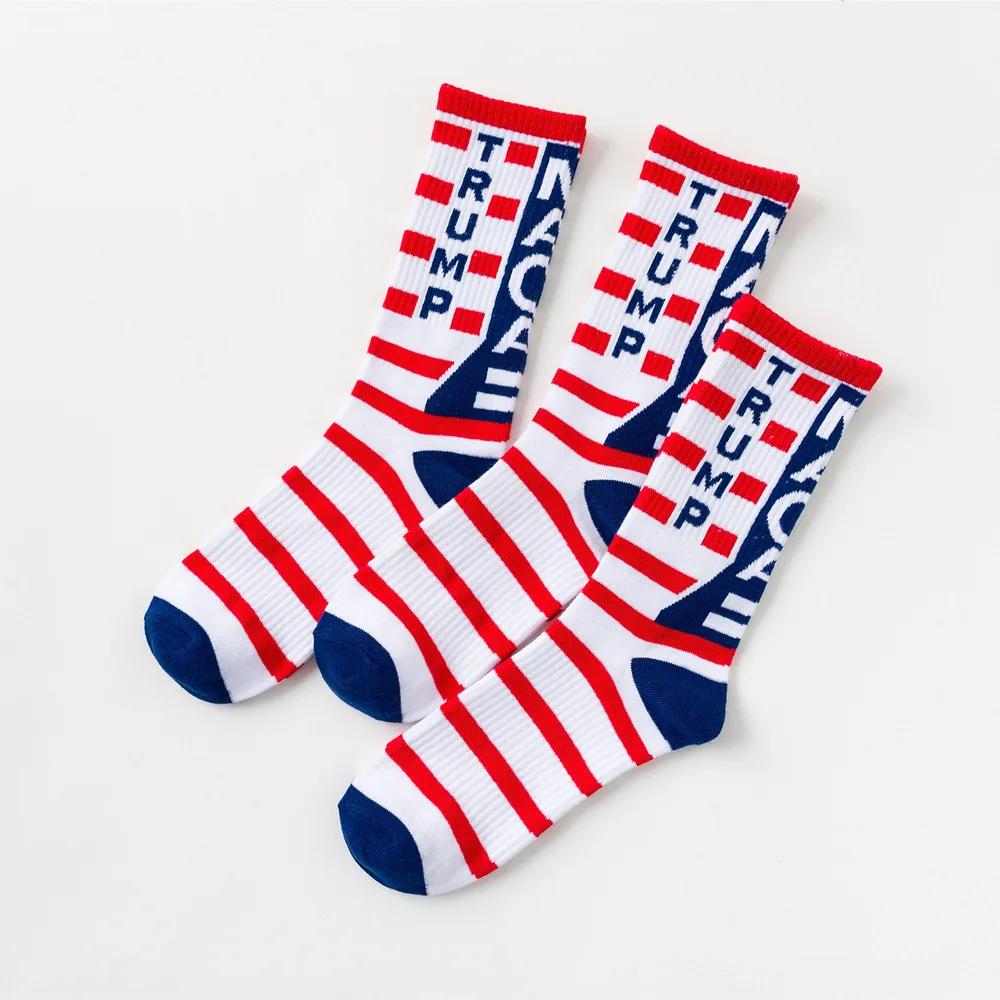Funny President Donald Trump Socks Men Trump Flag Maple Socks Compression Socks Streetwear Hip Hop