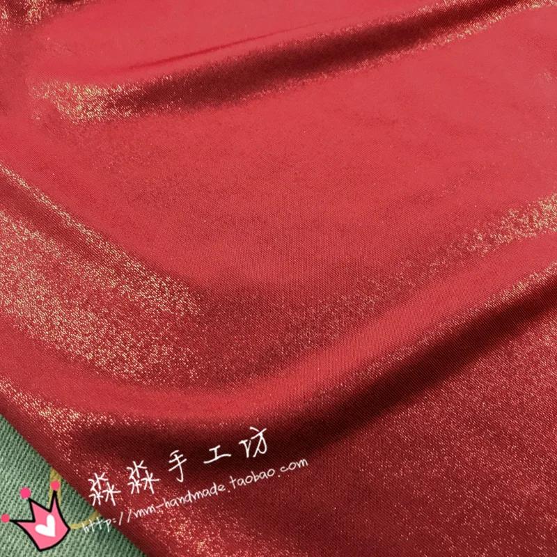 Stretch Glitter Fabric By Meters for Pants Skirts Swimwear Decoration Diy Sewing Cloth Textile Thin Soft Shiny Plain Blue Red