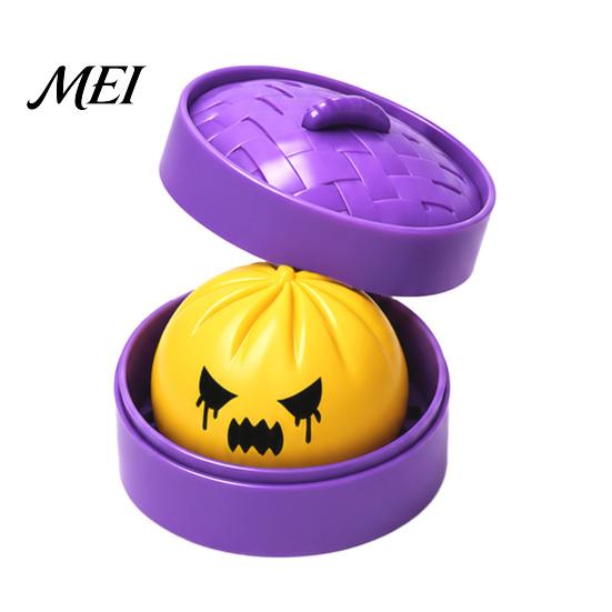 Steamed Bun Stress Relief Toy Dumpling Squeeze with Purple Steamer, Creepy Squeezing for Halloween, Home Office Relaxation Ball Fidget Desk Toys