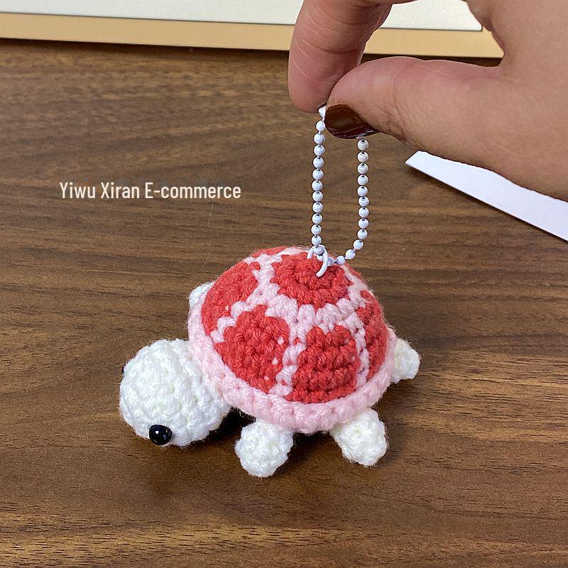 Милый брелок для ключей в виде черепахи, связанный крючком - мини-сумка из шерсти с рисунком