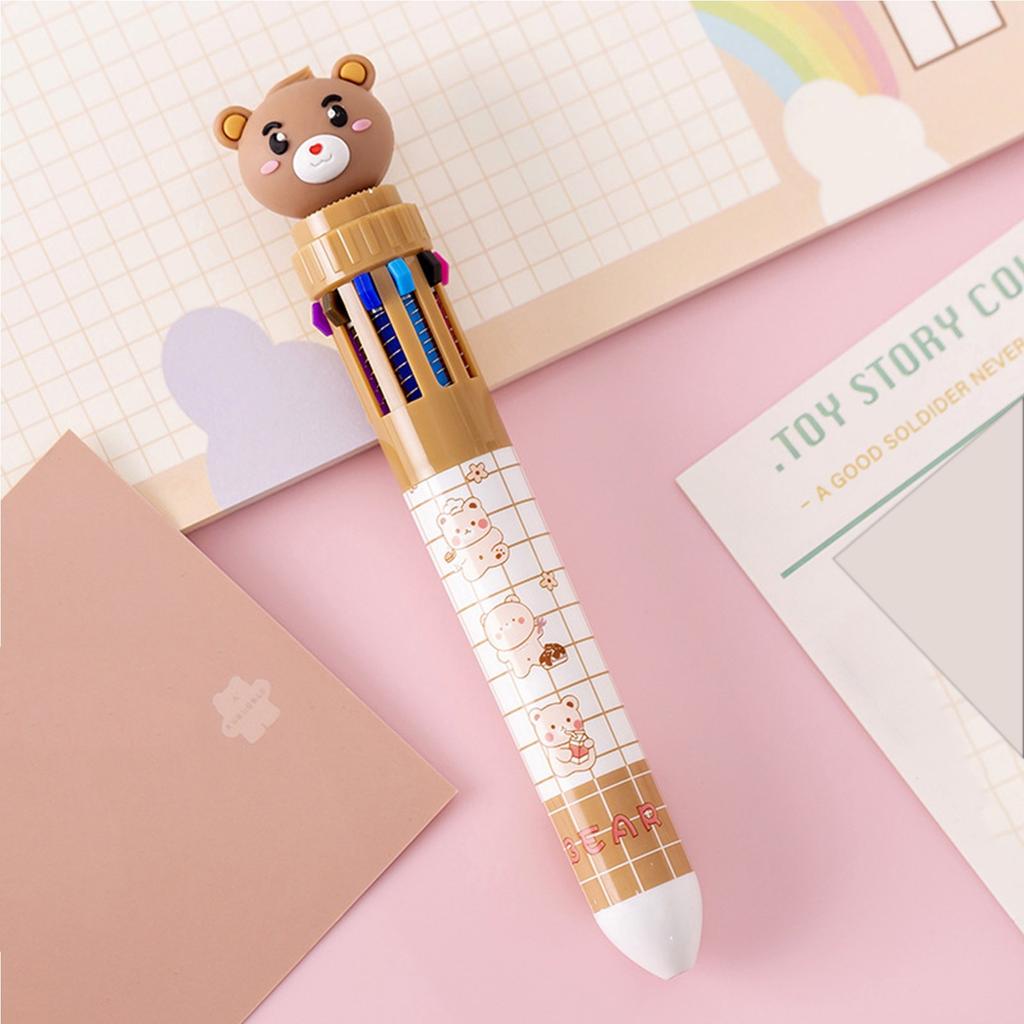 8Pacm 1k 0.5m0-in-1 многоцветная шариковая ручка 10 цветов выдвижные шариковые ручки Bear для школьных принадлежностей для студентов и детей подарки 5 мл