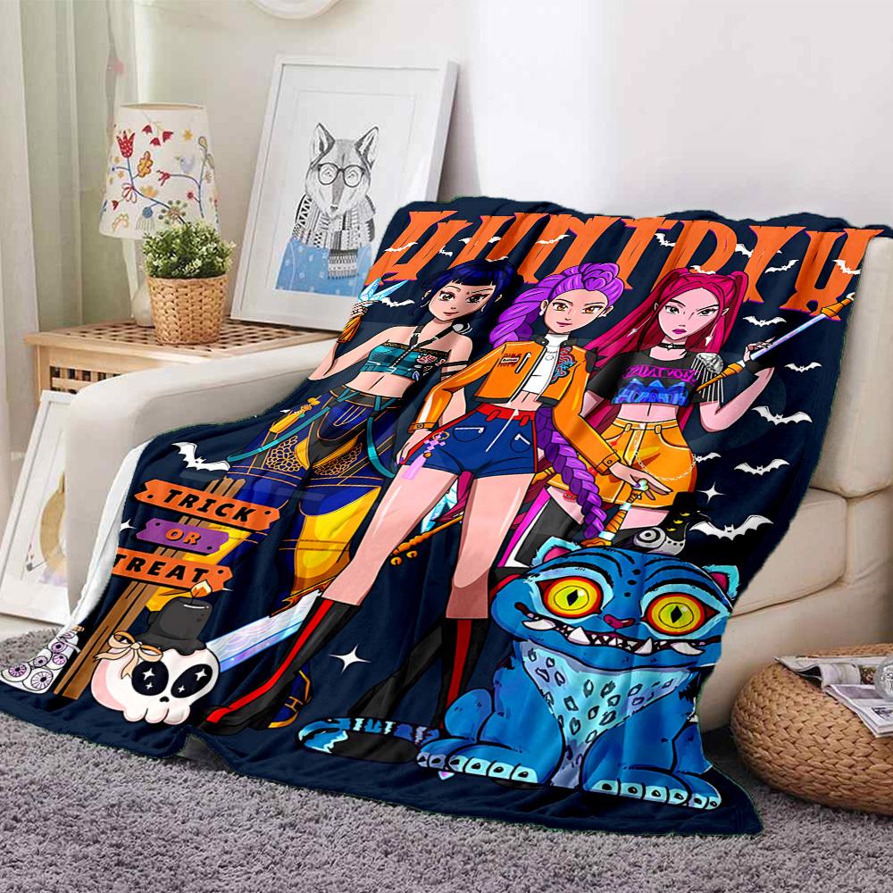 1 шт. Huntrix, K-pop одеяло, мягкое, для любого сезона, с ярким дизайном, идеально подходит для дома, путешествий и в качестве подарка, идеально для дневного сна и кемпинга
