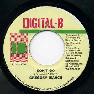7-дюймовая пластинка GREGORY ISAACS - Don't Go NONE Digital-B 2000 Ямайка Регги, Ска и Даб Б/у