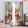 2pcs,2D Plane Printing Popular Curtain Panels Reindeer Twins Polyester Fabric (without Rod) Decorations Outdoor Ldeal for Living