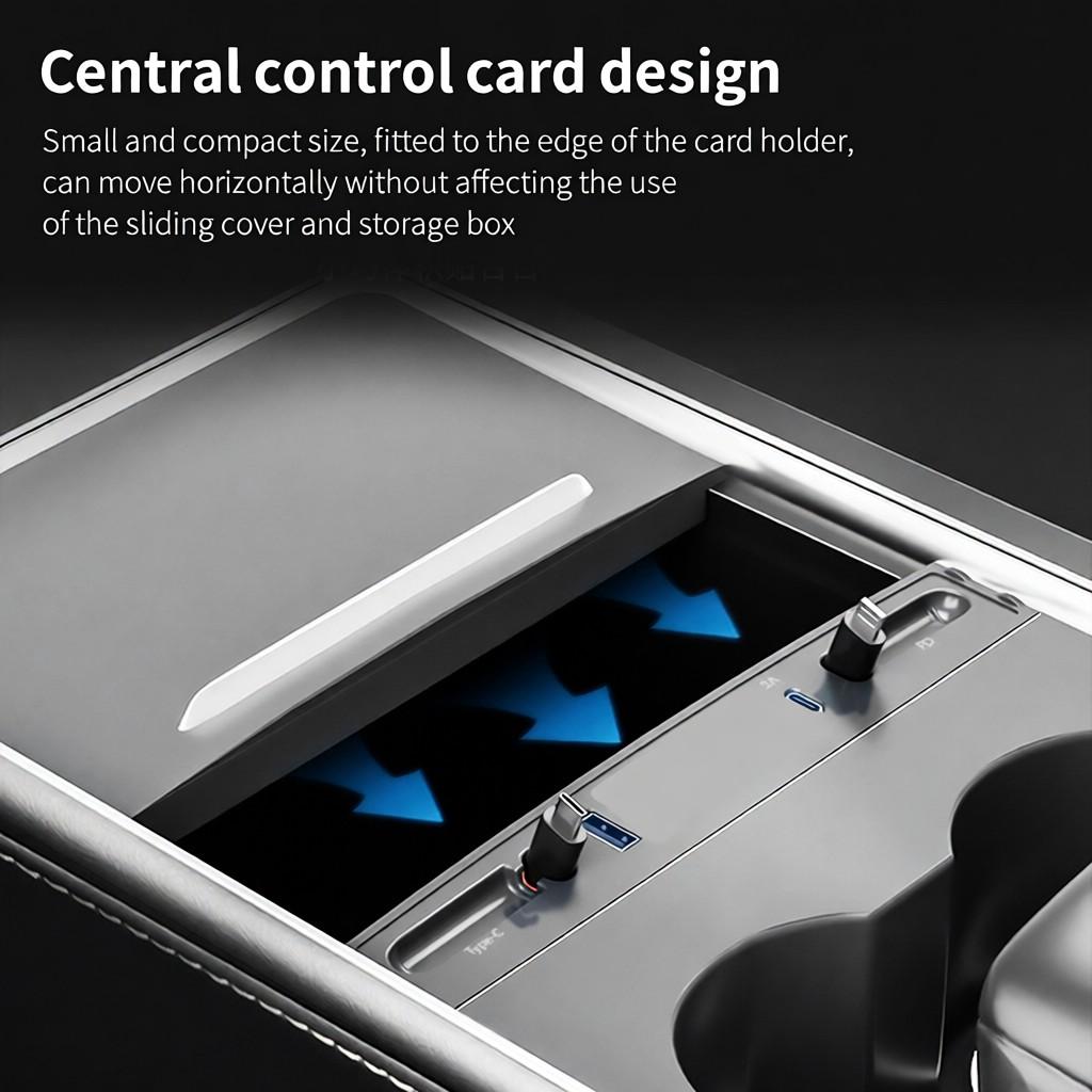 Brand Customized LOGO Retractable USB Hub Fast Charge with Cable Adapter Replacement for Tesla Model 3 Y 2021-2023 100% Fit Center Console Adapter