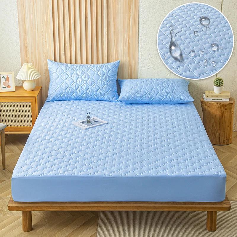 Супер водонепроницаемый стеганый матрас для кровати, набор чехлов для односпальной двуспальной кровати, защита от намокания, пылезащитная простыня на кровати
