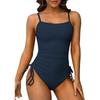 CHARMLEAKS Ribbed One Piece Swimsuits for Women Tie Side High Cut Bathing Suits Padded Monokinis
