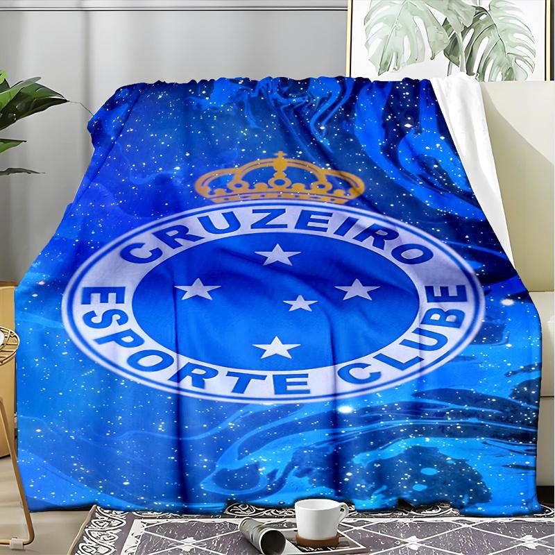 1PC Cruzeiro Esporte Clube Crest Printed Soft Flannel Blanket Throw for Adult Bedroom Living Room Sofa Camping Travel Fan gifts Christmas Gifts