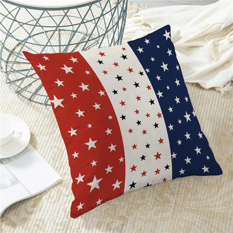 American Independence Day Linen Pillowcase - Festive Square Cushion Cover