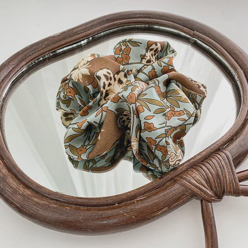 New Summer Floral Wide Hair Scrunchie for Women