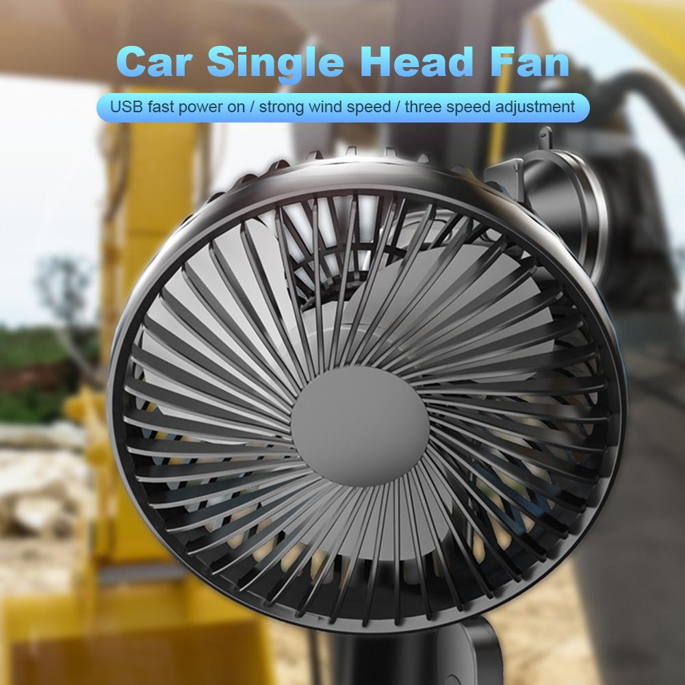 12V/24V USB Car Dashboard Cooling Fan with Suction Cup Windshield Desk Fan 360 Degree All-Round Car Air Fan for Car Truck SUV RV