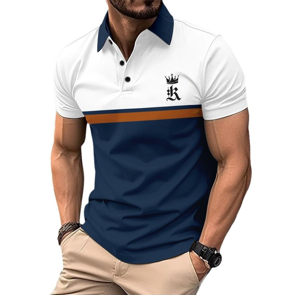 Printed Short Sleeved Shirt Men's Casual Lapel Polo Shirt