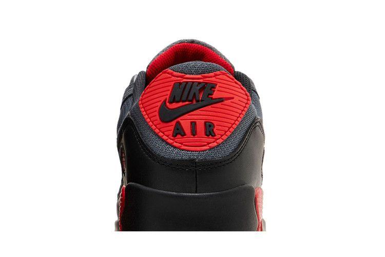 Мужские кроссовки Nike Air Max 90 Smoke Grey Fire Red Черный/Дымчато-серый/Железо-серый/Огненно-красный/Темно-дымчато-серый