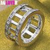 925 Sterling Silver AAA Zircon Roman Numerals Ring Charm Jewelry