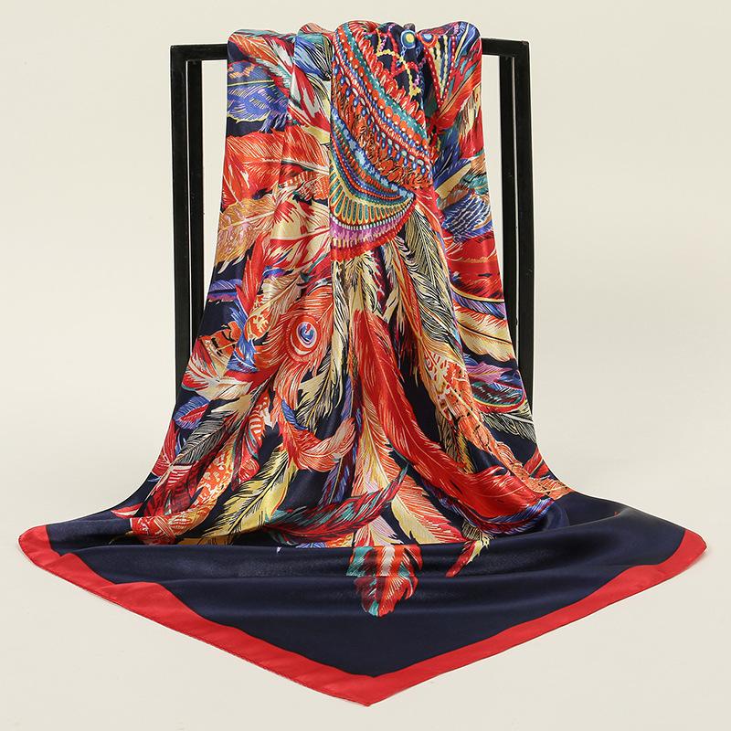 New European and American Printed Silk Square Scarf Fashion Women's Versatile Bag Headscarf Professional Scarf Silk Scarf