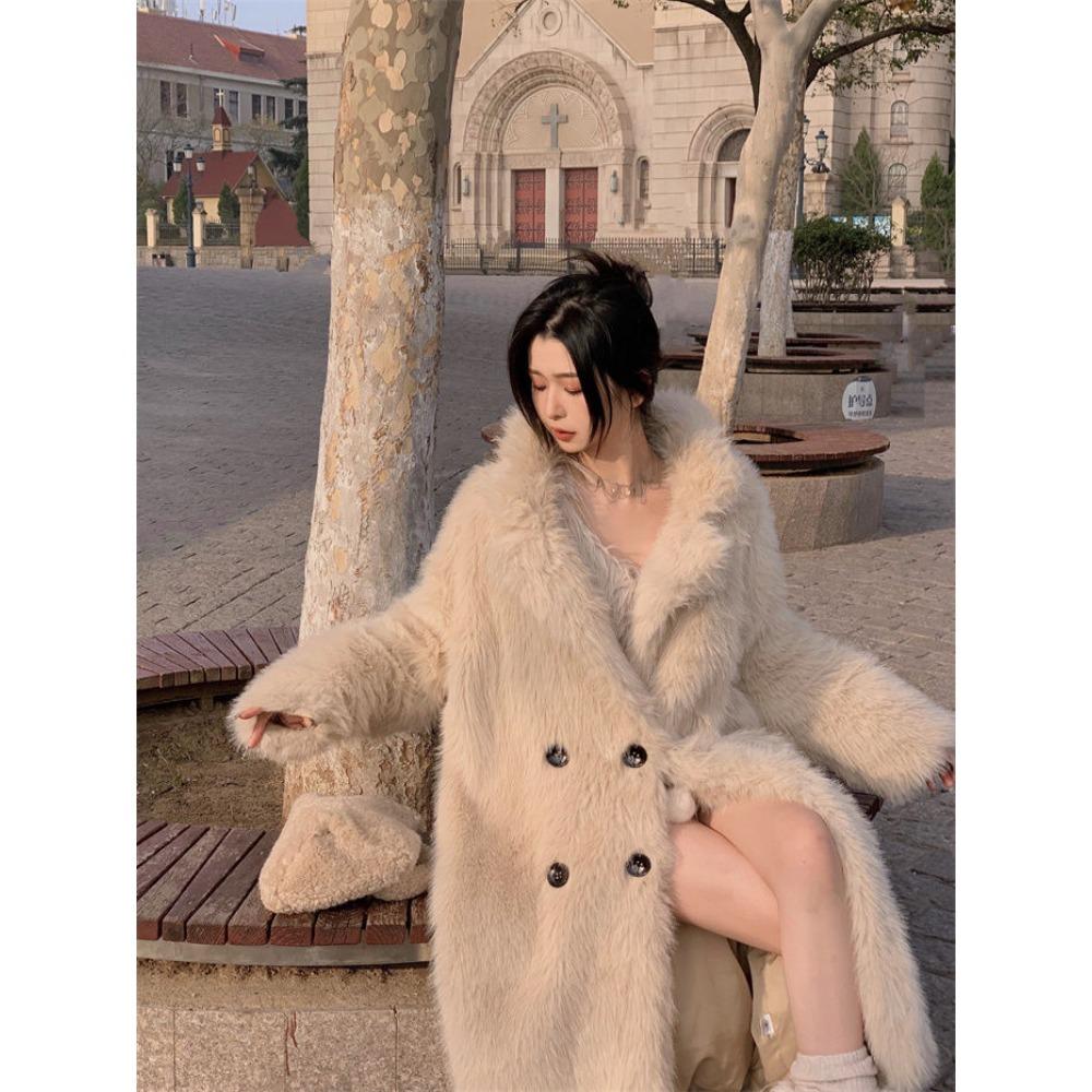 Модное женское пальто удлиненной версии с меховым воротником, выше колена, новое осенне-зимнее, в студенческом стиле, теплое стеганое пальто