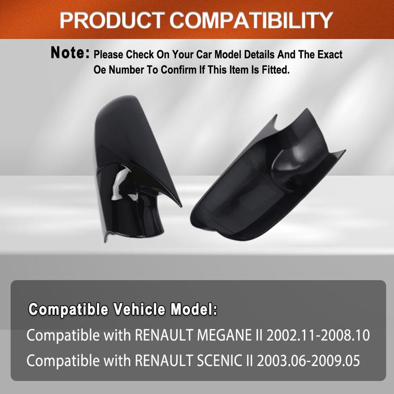 2PCS Rearview Mirror Cover Wing Side Mirror Cap for RENAULT MEGANE II 2002-2008 SCENIC II 2003-2009 8200217947 8200246786