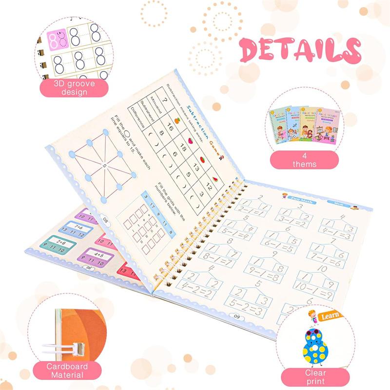 Книга для практики чистописания для дошкольников с прописями, многоразовые книги для письма с прописями, книга для практики чистописания для детей