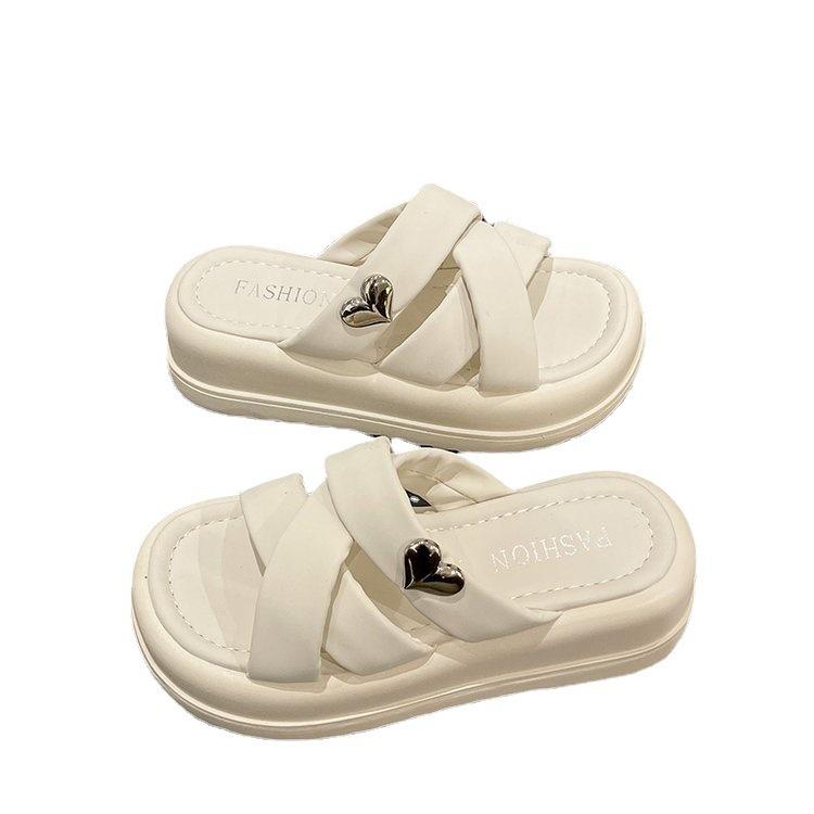 2025 Summer New Women's Slippers Women's Outer Wear Cross Soft-soled Beach Sandals Casual Fairy Style Platform Women's Shoes