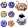 6PCS DIY Diamond Painting Coaster Sunset Beach Rhinestones Mandala Drink Cup Cushion Non-slip Table Insulation Pad Home Decor