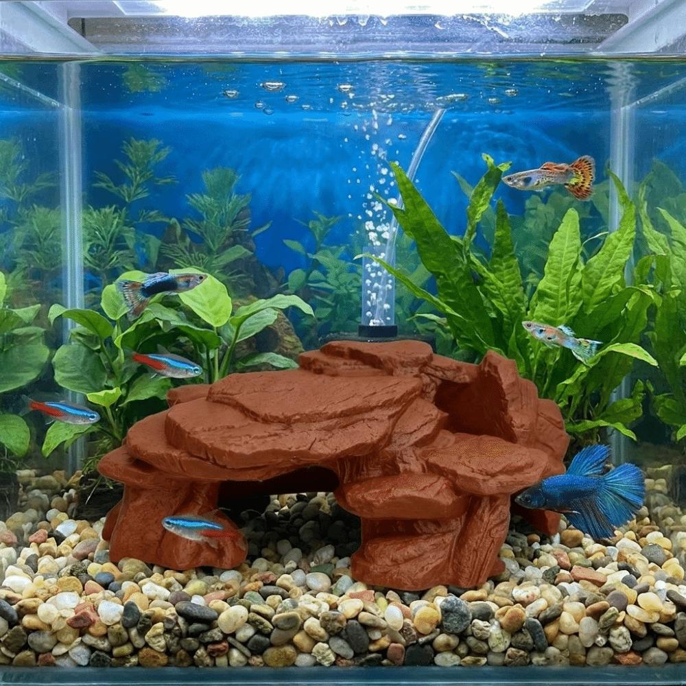 Simulated Rock Fish Tank Rockery Ornaments Realistic Texture Reptile Resting Place Aquariums
