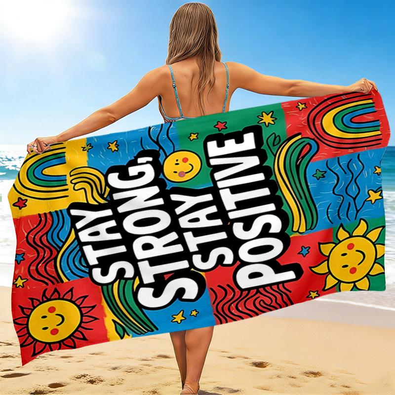 1Pc Stay Strong Positive Beach Towel Quick Dry Multiuse For Beach Pool Gym Yoga Home Travel Christmas Halloween Xmas Gift G168
