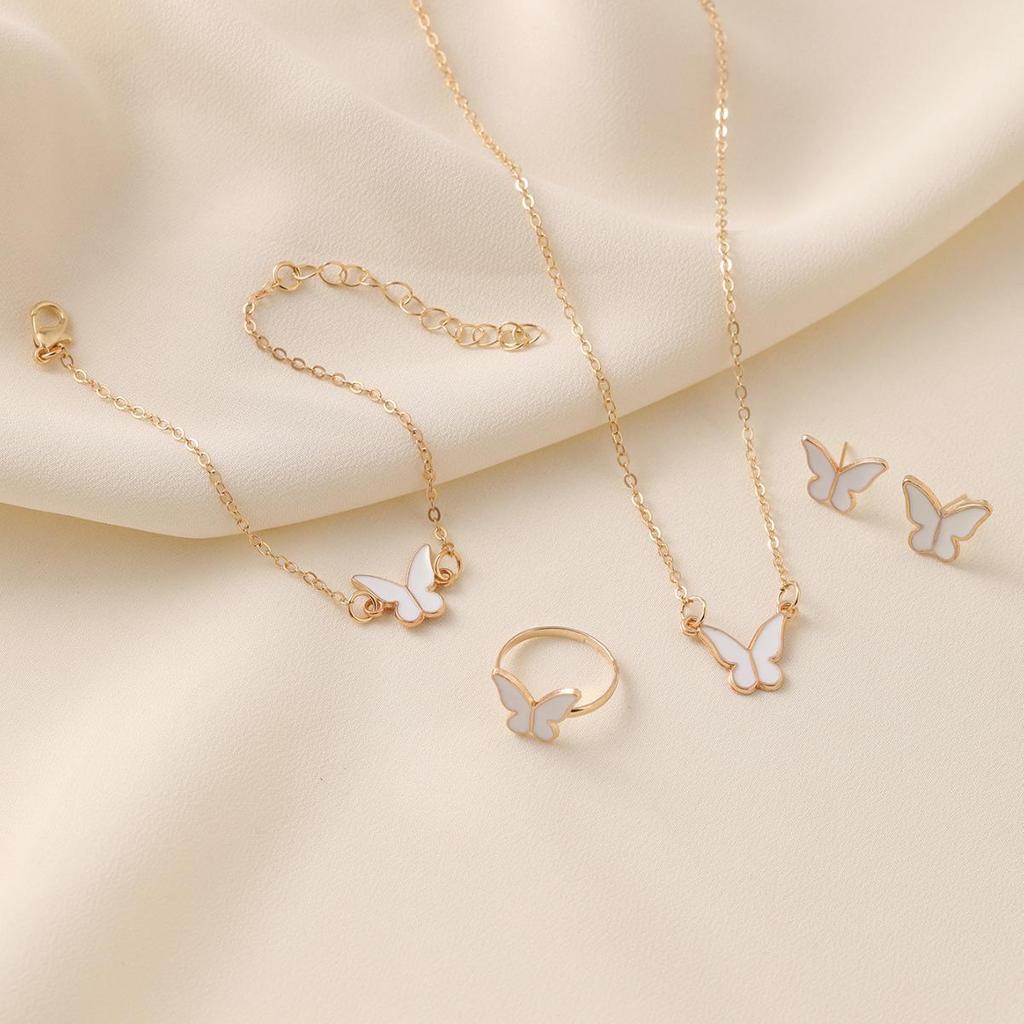Exquisite White Butterfly Glaze Necklace: Elegant, Versatile, and Trendy Clavicle Chain.