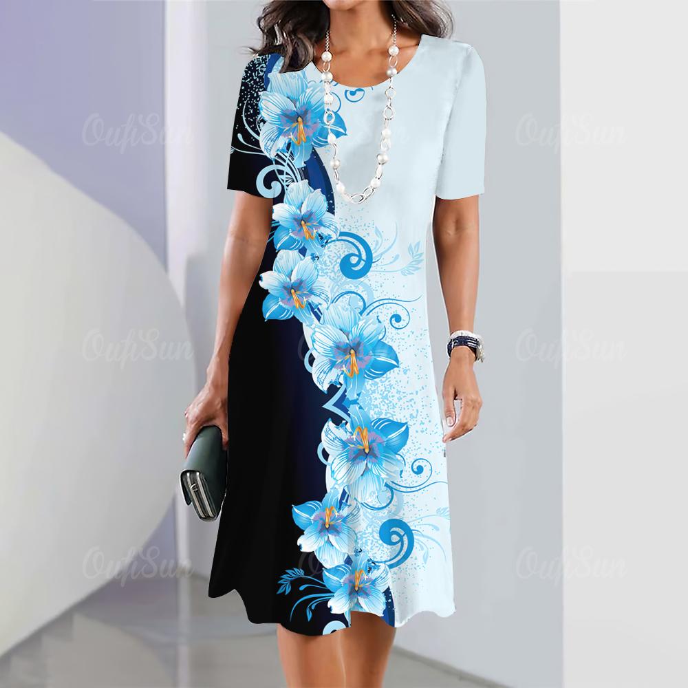 Butterfly & Floral 3D Print New Women's Dresses Plus Size Female Summer Dress