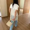 Handmade Beaded Woven Bag Pure Color Openwork Bag Fashion Hollow Out Bag  Girls