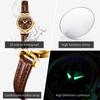 OLEVS New Womens Watches Leather Strap Quartz Watch Waterproof Luminous Watches For Women Simple Fashion