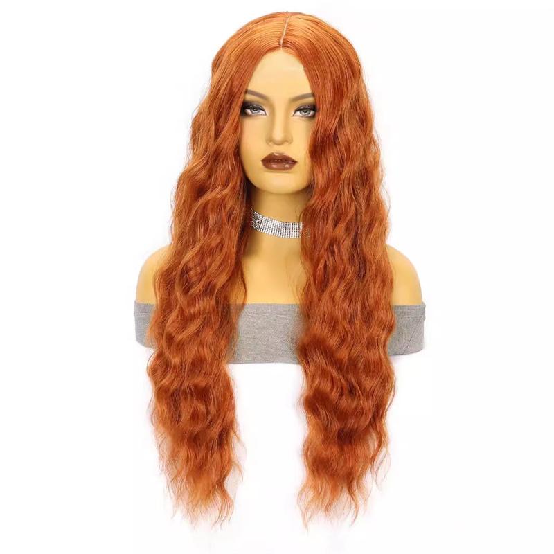 Synthetic Long Curly Hair Wig for Woman Water Wave Ginger Wig Female Costume Cosplay Halloween Party Girls Lolita Wig