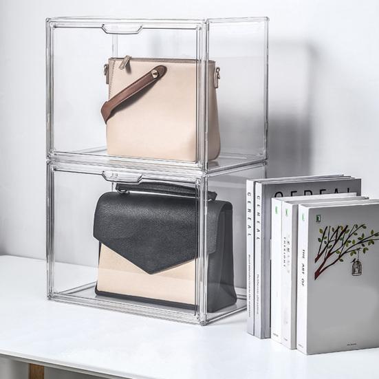 Practical Clear Space-saving Visible Desktop Storage Boxes for Purse Clutch Handbag Book Storage Box