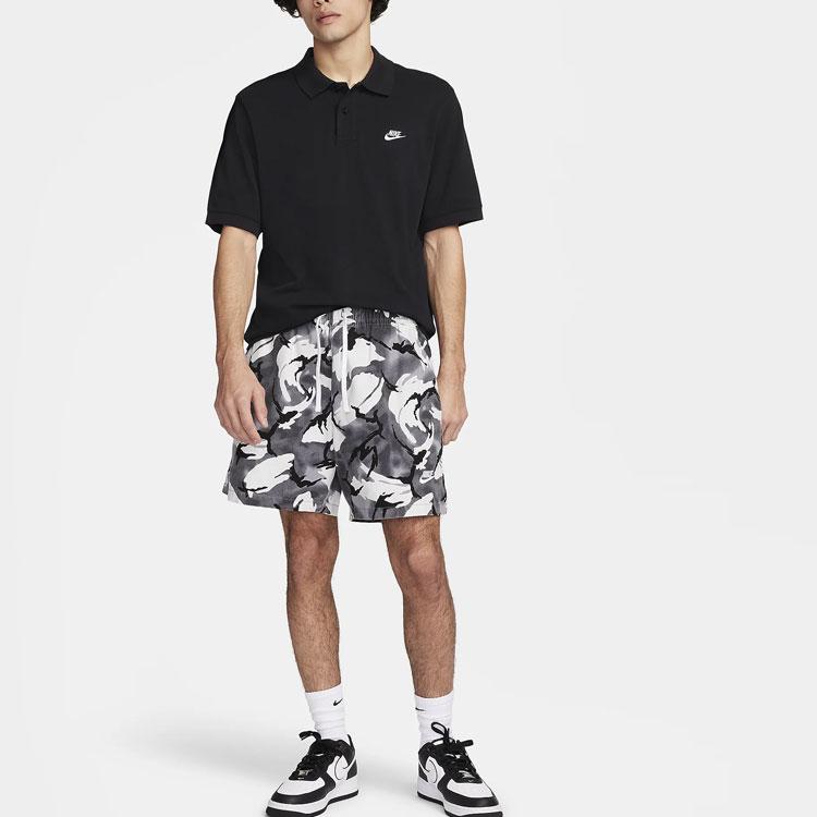 Nike Club Logo Embroidered Casual Knit Short Sleeve Polo Men Tops Black FN3895-010