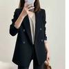 Spring Autumn Women British Style Leisure Solid Color Black Blazer Jacket Female Korean Loose Fit Fashion Black Suit Coat