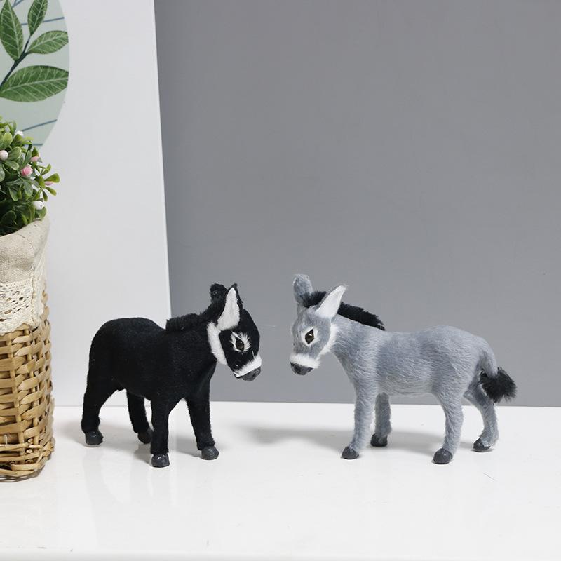 Mini Realistic Donkey Figurine Handmade Artificial Fur Non Stuffed Eco Friendly Desk Decor Gift Car Ornament Keychain