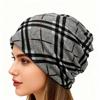 Contrasting Colors Turban Hats Plaid Print Casual Hedging Cap Gifts Pullover Hat Autumn and Winter