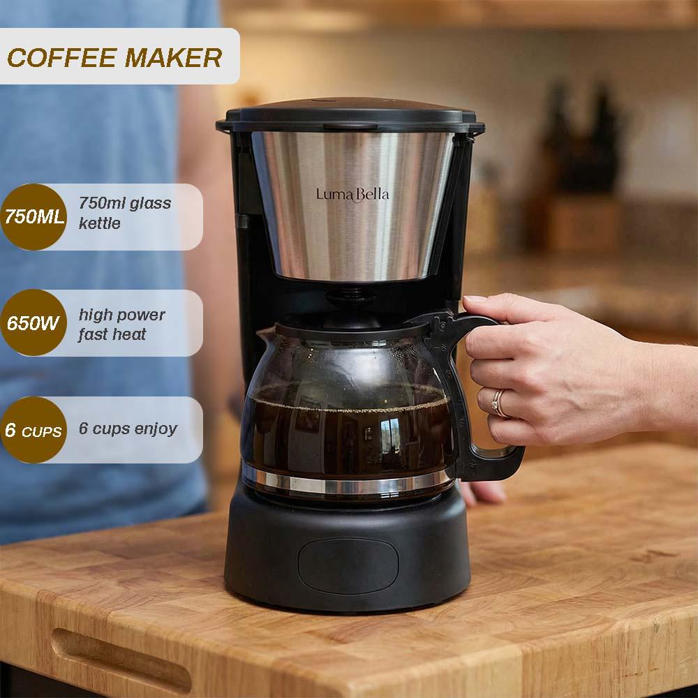 Полуавтоматическая европейская капельная кофеварка на 6 чашек, чайник на 750 мл