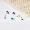Colorful Small Fresh Cartoon Animal Whale Lollipop Cat Paw Flower Stud Earrings Cute Multi-Pair Set Earrings