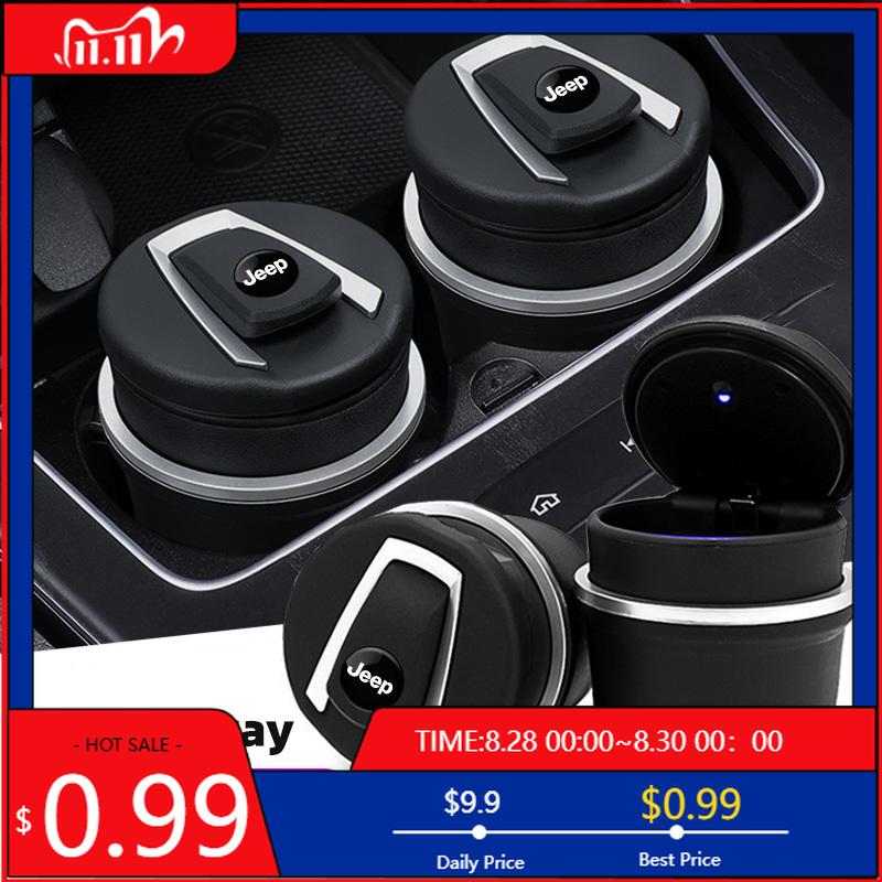 Подстаканники Портативный светодиодный фонарь Автомобильная пепельница Съемная чашка для пепла сигарет Для Jeep Grand Cherokee Wrangler JK Gladiator Compass Re