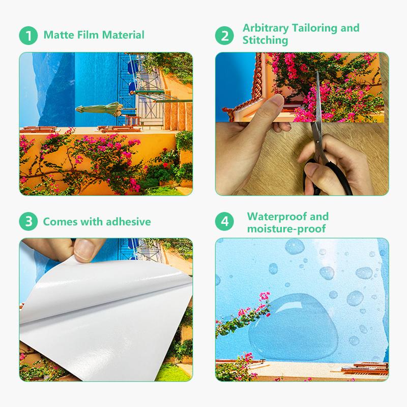 PVC Full Door Stickers Wall Decoration Bedroom Kids Room Cartoon 3D Wallpaper Abstract Line Wardrobe Home Renovation Art Murals