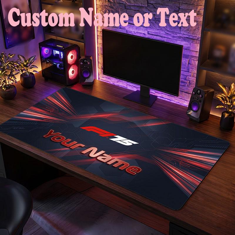 F1 Customized Name Text Mouse Pad, Large Desk Mouse Mat Personalized Home Office Present