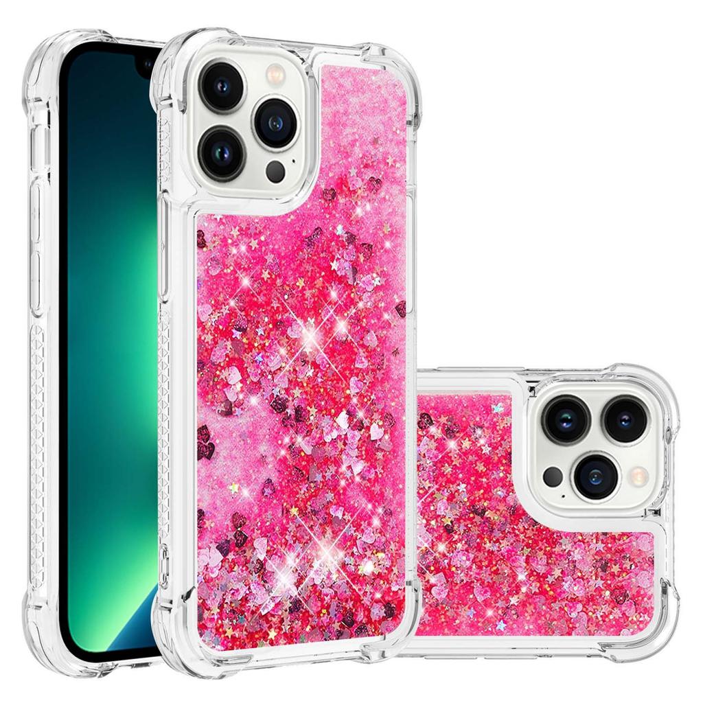 Применимо к чехлу для мобильного телефона iPhone17 16Pro с блестками, разноцветным сердцем, подвижным песком, защитный чехол, Google 8 противоударный чехол