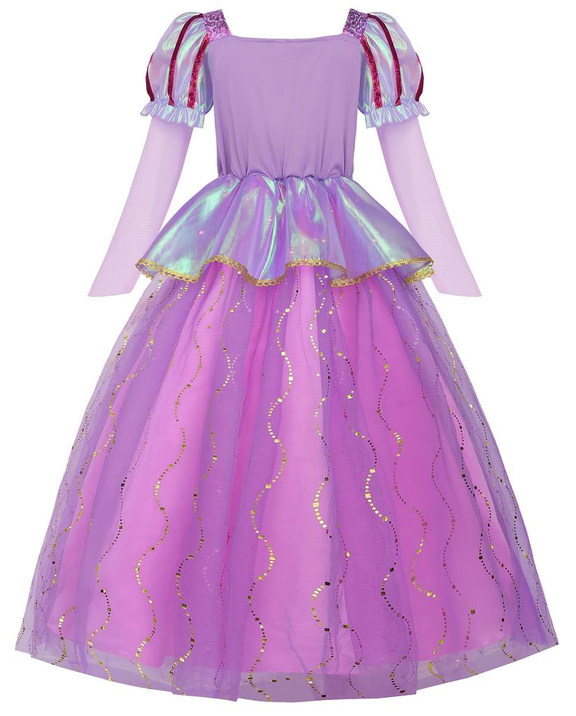 ReliBeauty Princess Dress for Princess Halloween Kids Size 140 Girls, Cosplay, Costume, Costume, One-Piece Set, Purple,