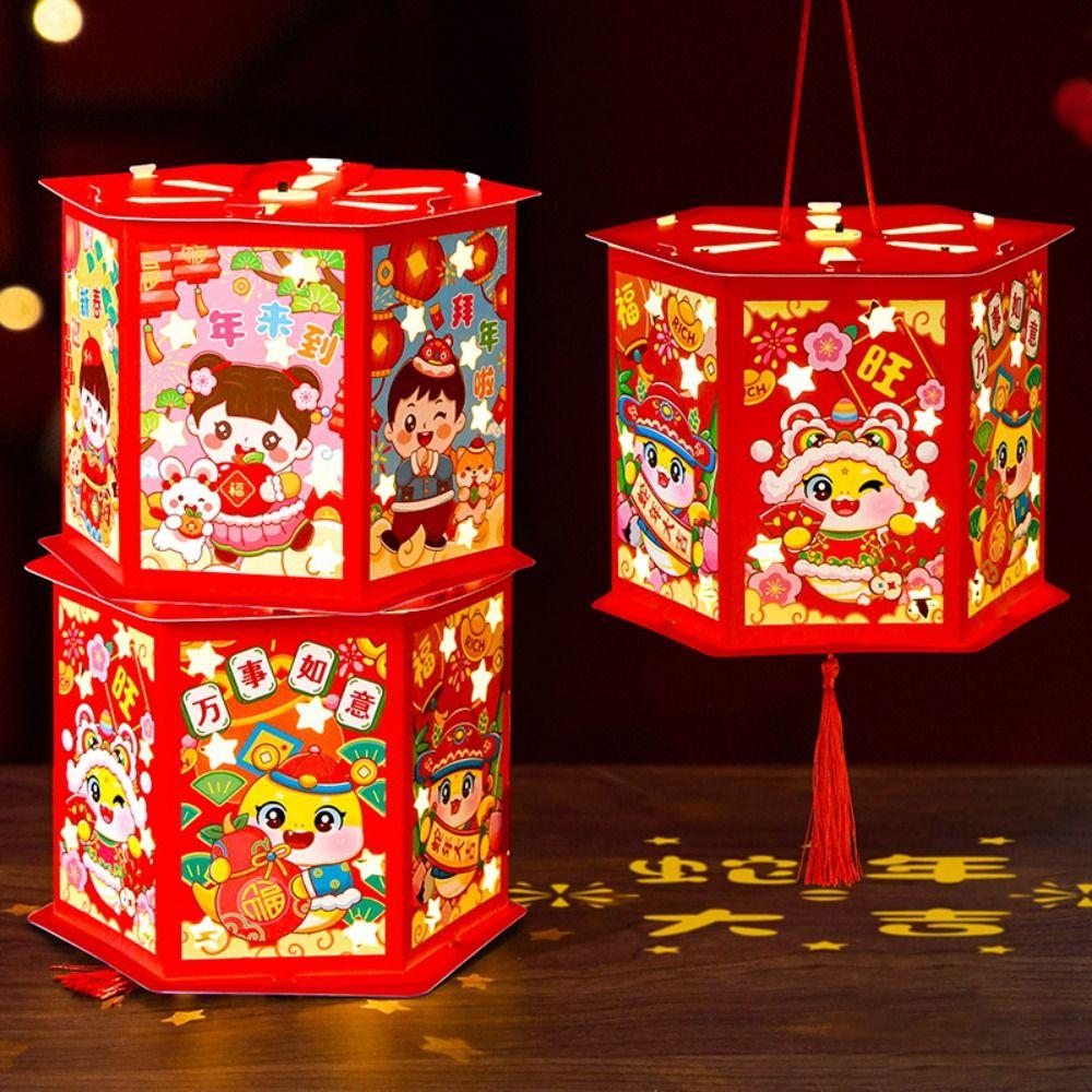 Cartoon 2025 Snake Year Portable Lantern Traditional Celebration Lantern  Home New Year Gift
