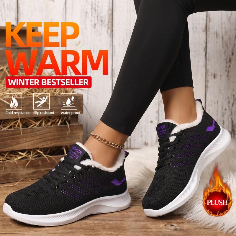 Womens Winter Cotton Shoes Casual Soft Sole Warm Booties Lightweight Non Slip Walking