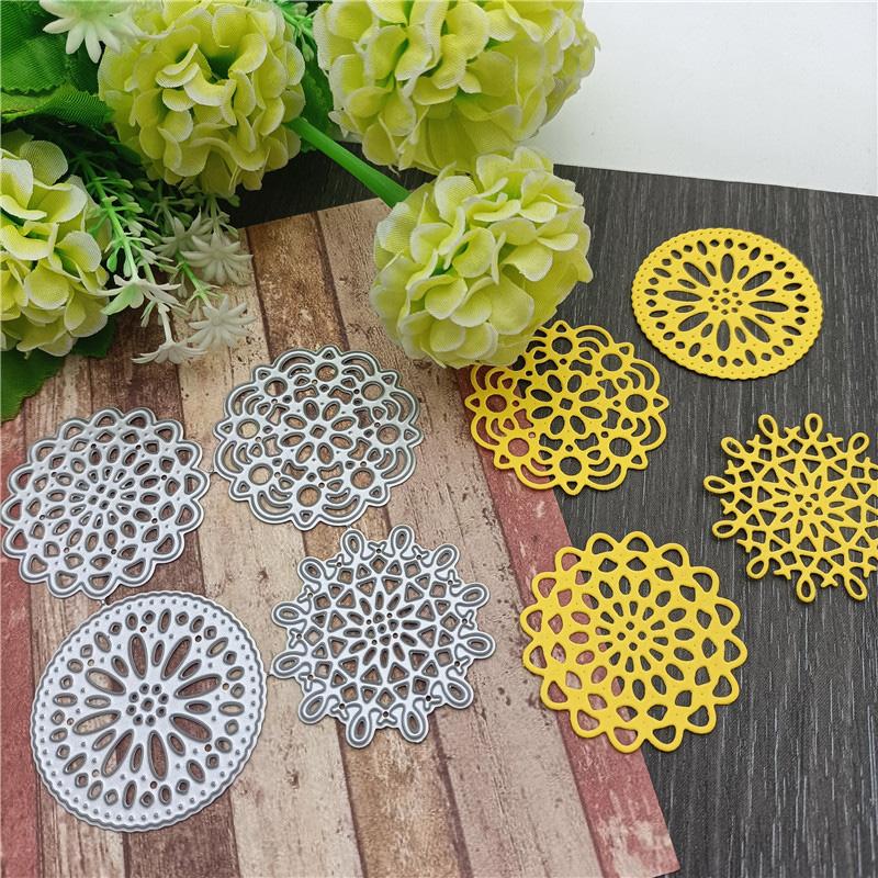 Four-piece Lace Circular Design Style Metal Cutting Dies DIY Scrapbooking Embossing Stencil Paper Craft Album Template