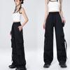 Drawstring Wide Leg Sweatpants Multi-pockets Women Joggers Trousers Baggy Cargo Pants Girls