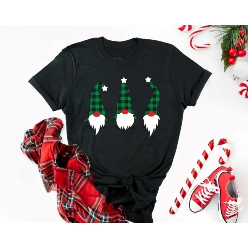 New Vintage Santa Gnome Christmas TShirt Xmas Family Tee Harajuku Yk Top Shirts for Women Seagull Christmas Shirts Tees