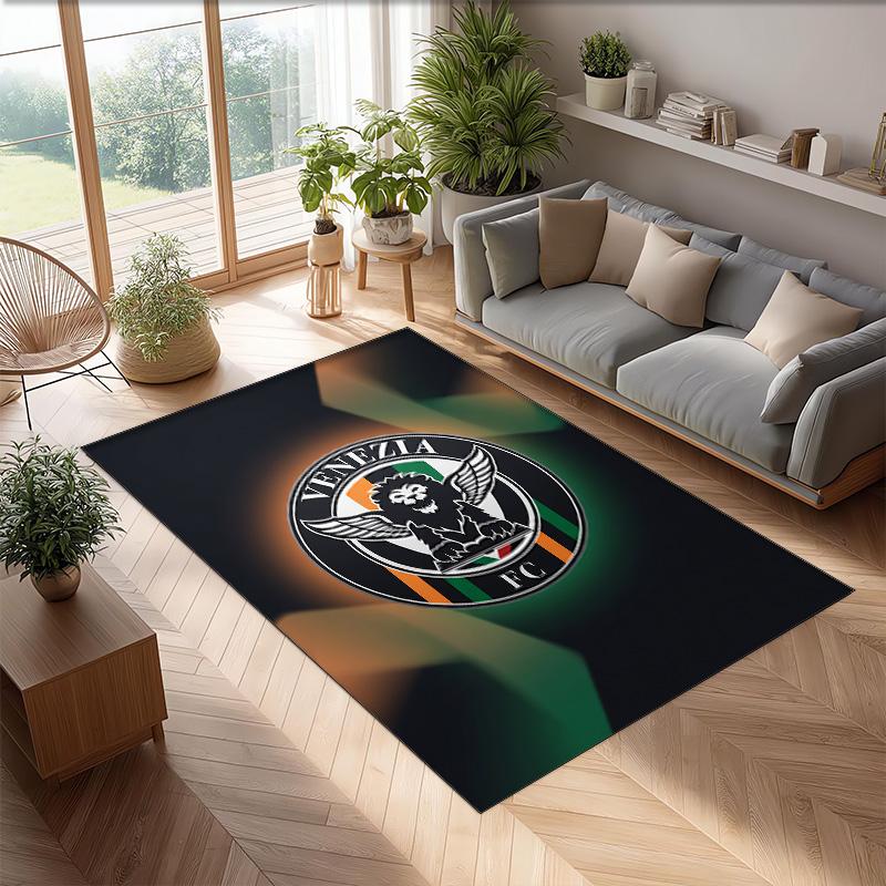 Venezia FC Football Print Crystal Velvet Rug, Comfortable Water Absorbent Non Slip Indoor Floor Carpet